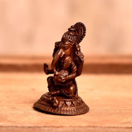 Handmade Copper Lord Ganesha Idol for Worship